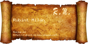 Rubint Milán névjegykártya